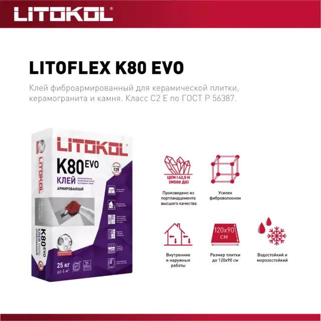 Клей для плитки Litokol Litoflex K80 25 кг — изображение 4