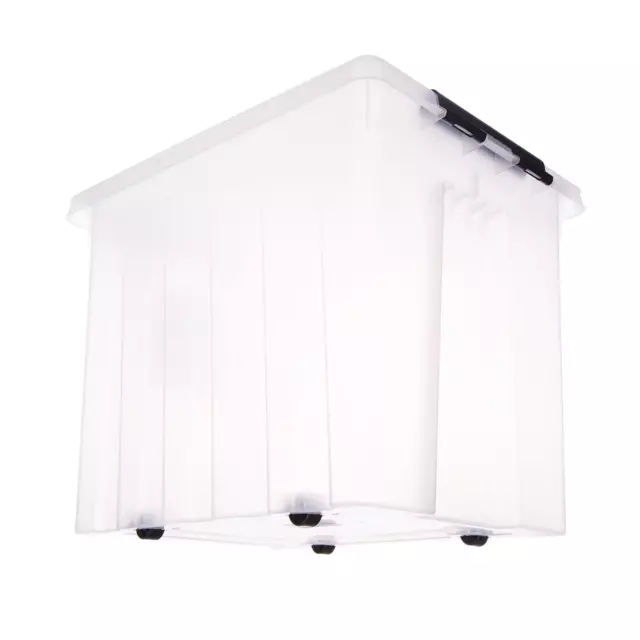 Контейнер Rox Box 50x39x40 см 50 л пластик с крышкой и роликами цвет прозрачный — изображение 3