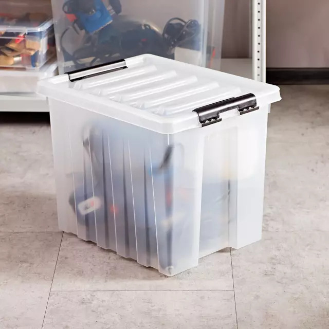 Контейнер Rox Box 50x39x40 см 50 л пластик с крышкой и роликами цвет прозрачный — изображение 4
