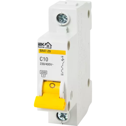 Автоматический выключатель IEK Home ВА47-29 1P N C10 А 4.5 кА