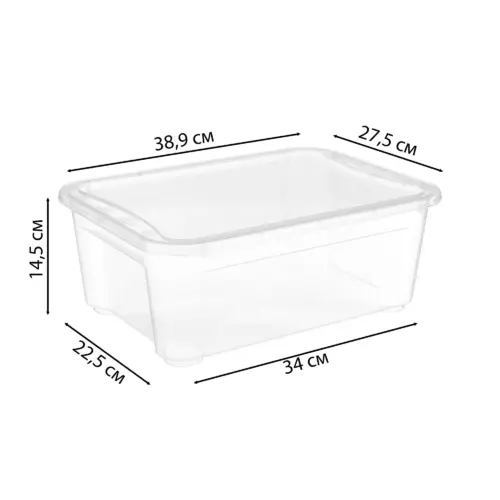 Ящик Кристалл 38.9x14.5x27.5 см 10 л пластик с крышкой цвет прозрачный