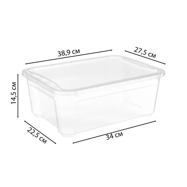 Ящик Кристалл 38.9x14.5x27.5 см 10 л пластик с крышкой цвет прозрачный