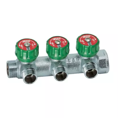 Коллектор Far FK 3822 3412TP на 3 выхода 3/4'x1/2' наружная резьба