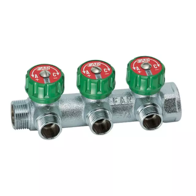 Коллектор Far FK 3822 3412TP на 3 выхода 3/4'x1/2' наружная резьба