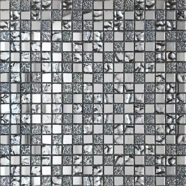 Мозаика стеклянная Artens Silver 29.7x29.7 см цвет серый — изображение 3