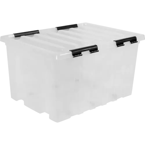 Контейнер Rox Box 74x57x41 см 120 л полипропилен с крышкой и роликами цвет прозрачный