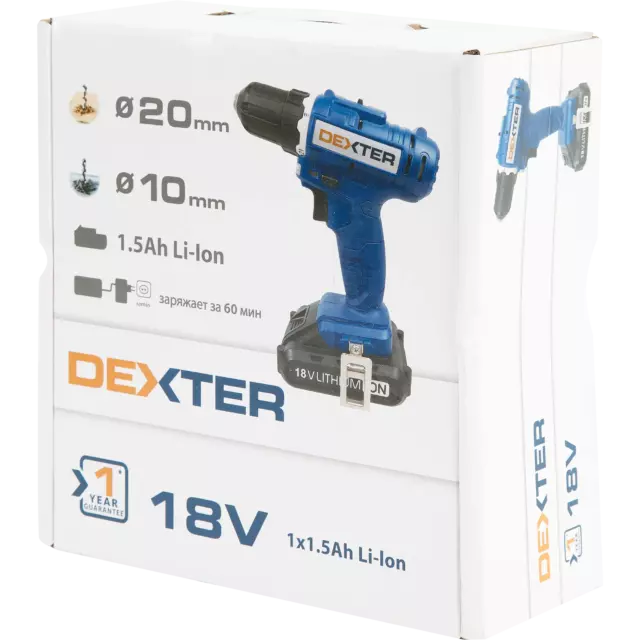 Дрель аккумуляторная Dexter ML-CD92-180S, 18 В Li-ion 1.5 Ач — изображение 7