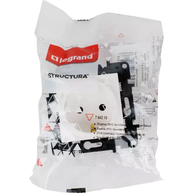Розетка встраиваемая Legrand Structura с заземлением, цвет белый — изображение 5