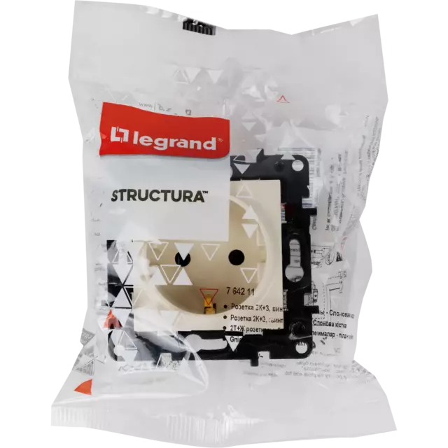 Розетка встраиваемая Legrand Structura с заземлением, цвет слоновая кость — изображение 5