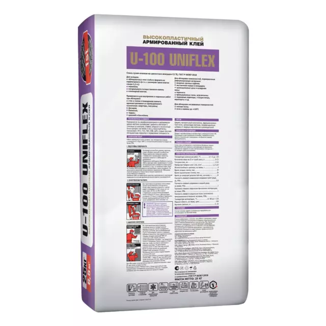 Клей для плитки Unis Uniflex U-100 25 кг — изображение 2