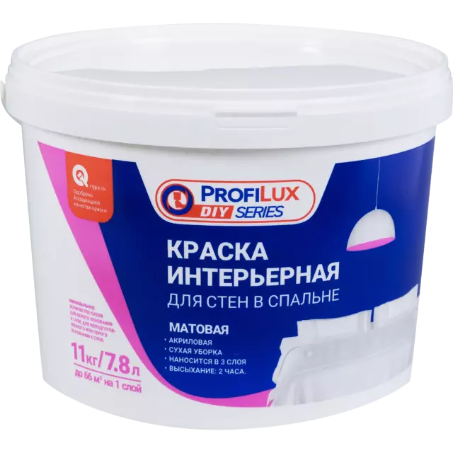 Краска для стен и потолков Profilux для спальни матовая цвет белый база А 11 кг