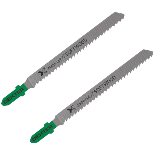 Пилка для электролобзика по дереву Dexter T101B чистый рез, 2 шт.