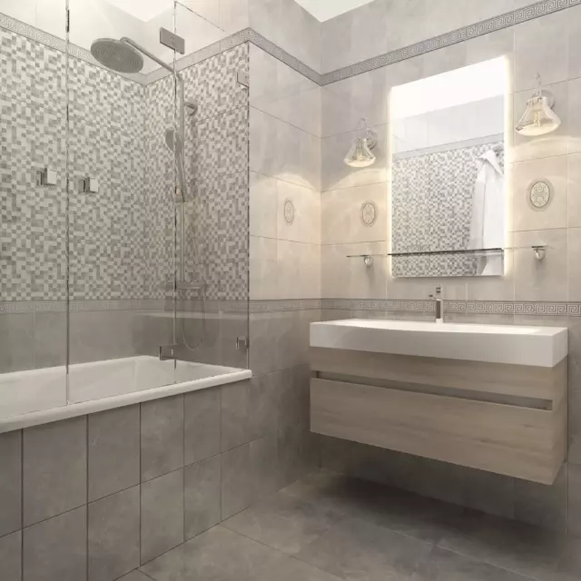 Плитка настенная Шахтинская Плитка Дора 20x30 см 1.44 м² цвет светло-серый — изображение 5