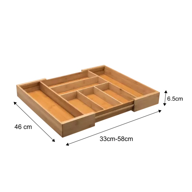 Лоток для столовых приборов 7 отсеков 33-57x46x6.5 см бамбук цвет бежевый