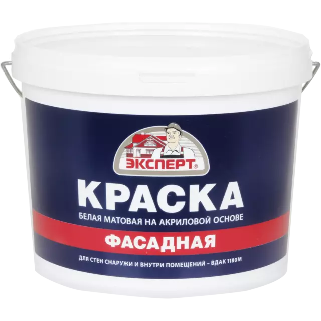 Краска фасадная Эксперт матовая цвет белый 14 кг