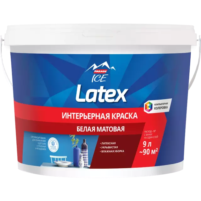 Краска для стен и потолков Parade Latex база А 9 л — изображение 2
