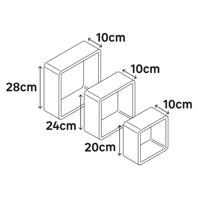 Полка настенная Spaceo 20x20 см/24x24 см/28x28 см МДФ цвет белый 3 шт — изображение 4