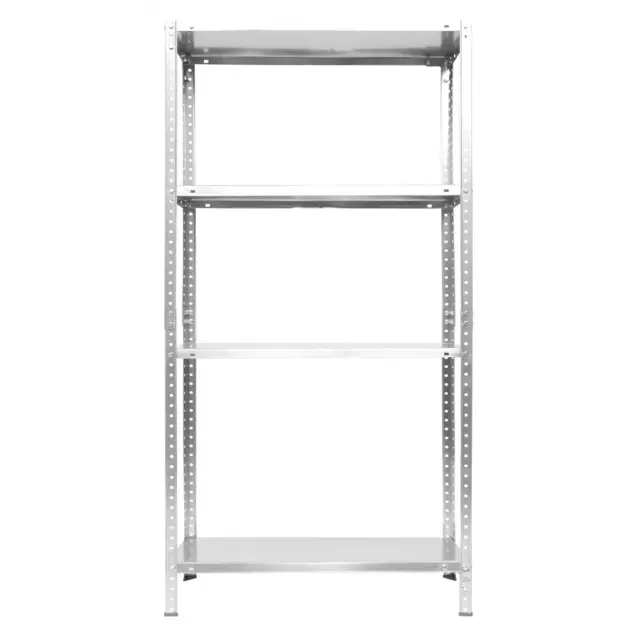 Стеллаж металлический 4 полки Практик LES 15KD 145x75x30 см цвет серый нагрузка на полку 30 кг — изображение 4