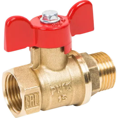 Кран шаровой прямой Valfex VF.218.LB1.012 DN15 PN24 1/2' ВР/НР ручка бабочка латунь
