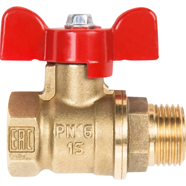 Кран шаровой прямой Valfex VF.218.LB1.012 DN15 PN24 1/2' ВР/НР ручка бабочка латунь — изображение 2