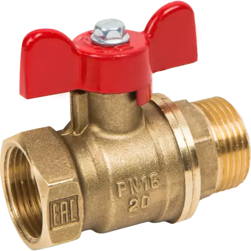 Кран шаровой прямой Valfex VF.218.LB1.034 DN20 PN24 3/4' ВР/НР ручка бабочка латунь