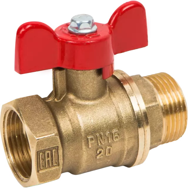 Кран шаровой прямой Valfex VF.218.LB1.034 DN20 PN24 3/4' ВР/НР ручка бабочка латунь