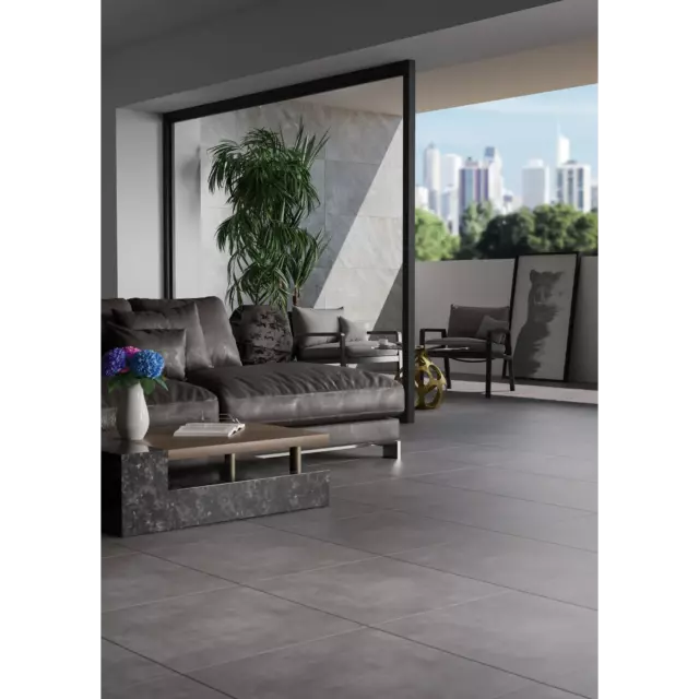 Глазурованный керамогранит Ceramente Stellare Cement Pro 60x60x0.95 см 1.44 м² матовый цвет темно-серый — изображение 6