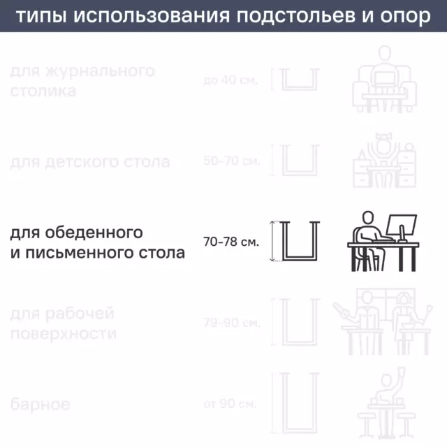 Ножка прямоугольная 80x99 мм высота 723 мм черная — изображение 2