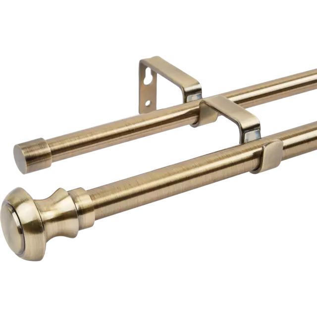 Карниз двухрядный раздвижной Atik 160-300 см металл цвет латунь