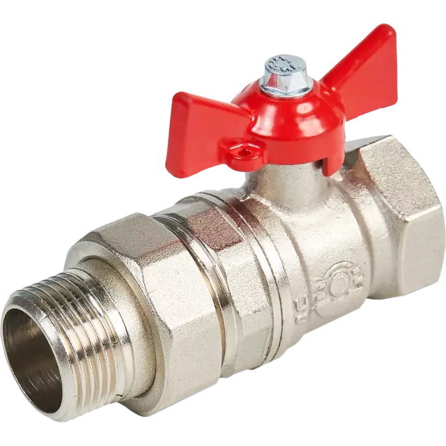 Кран шаровой с американкой прямой Valfex DN20 PN24 3/4' ВР/НР ручка бабочка латунь