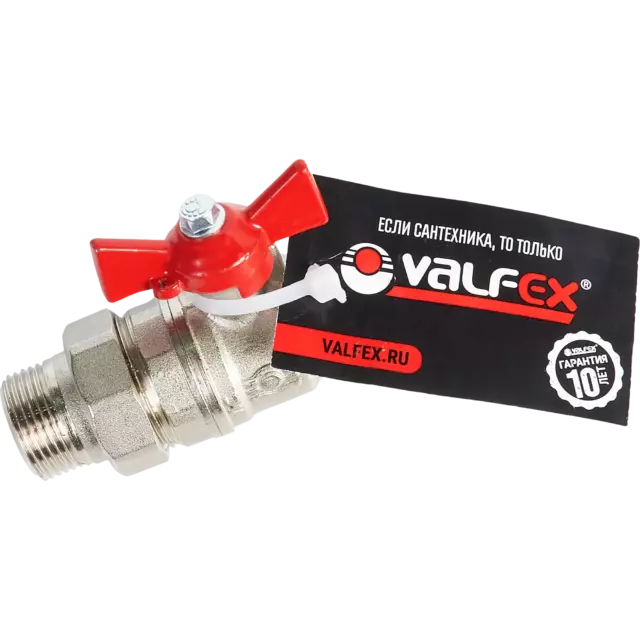 Кран шаровой с американкой прямой Valfex DN20 PN24 3/4' ВР/НР ручка бабочка латунь — изображение 3