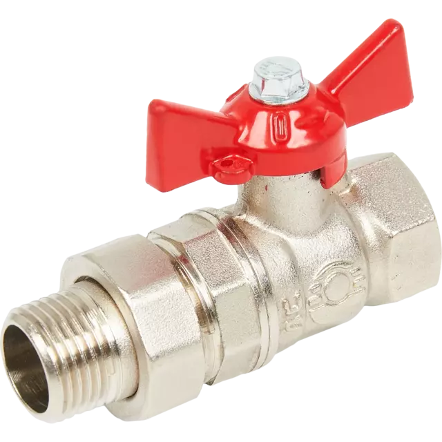 Кран шаровой с американкой прямой Valfex DN15 PN24 1/2' ВР/НР ручка бабочка латунь