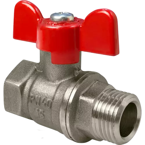 Кран шаровой прямой Valfex DN15 PN24 1/2' ВР/НР ручка бабочка латунь