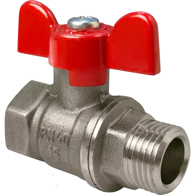 Кран шаровой прямой Valfex DN15 PN24 1/2' ВР/НР ручка бабочка латунь