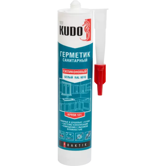 Герметик силиконовый Kudo Praktik санитарный уксусный белый 260 мл