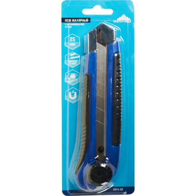 Нож строительный Vertextools 0044-02 двухкомпонентный корпус сегментное лезвие 25 мм — изображение 2