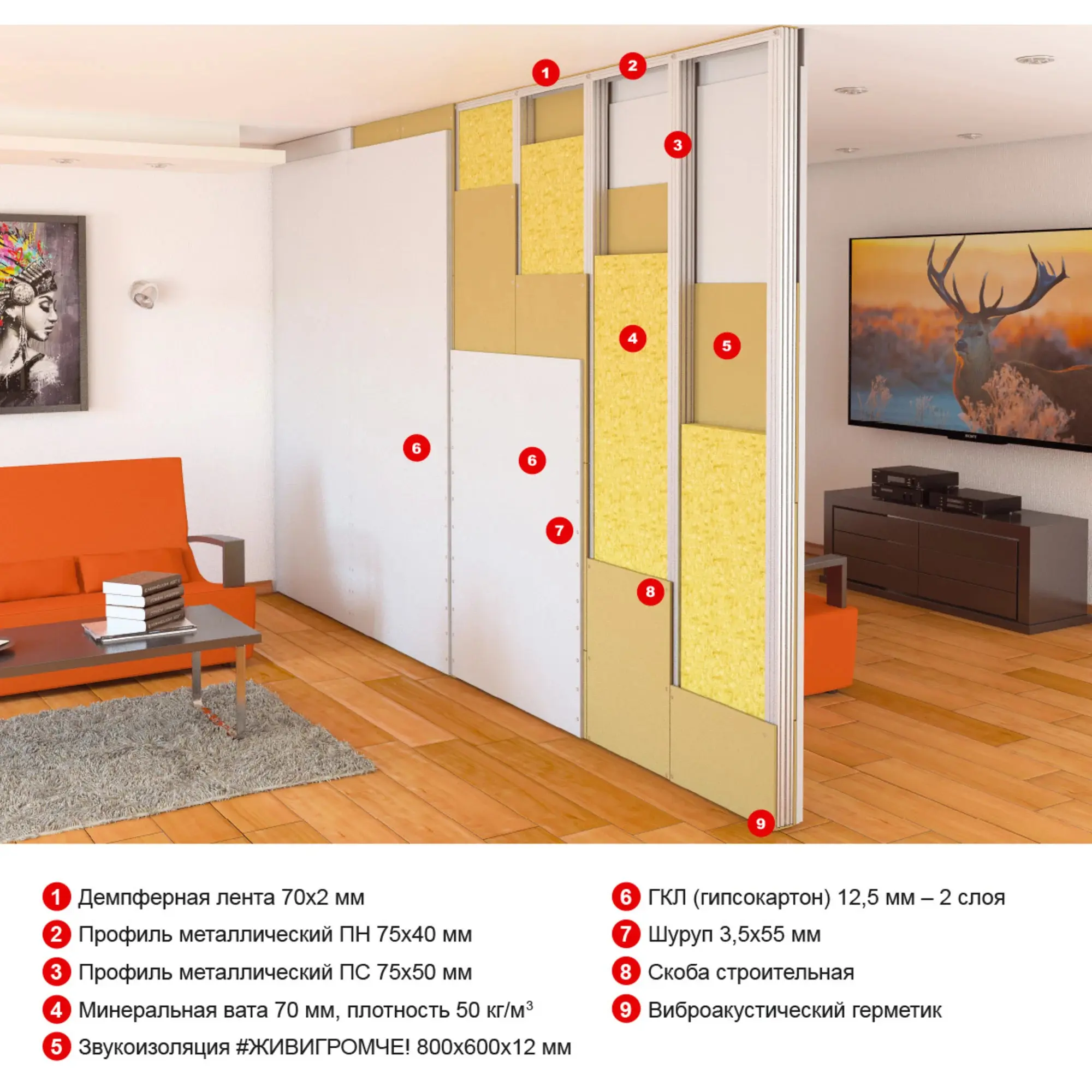 Хвойная звукоизоляция под гипсокартон ЖивиГромче 12 мм 600x800 мм 3.84 м² — изображение 18