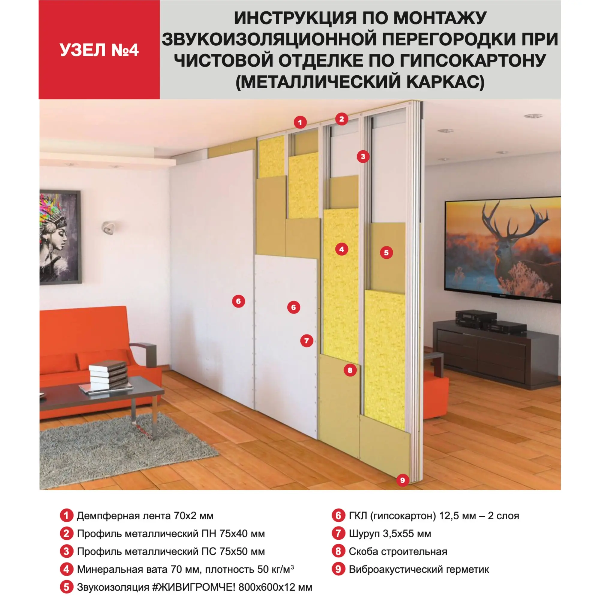 Хвойная звукоизоляция под гипсокартон ЖивиГромче 12 мм 600x800 мм 3.84 м² — изображение 21