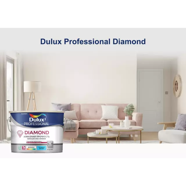 Краска для стен и потолков Dulux Professional Diamond Matt моющаяся матовая цвет белый база А 9 л — изображение 11