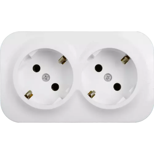 Розетка двойная накладная Legrand Quteo с заземлением, цвет белый
