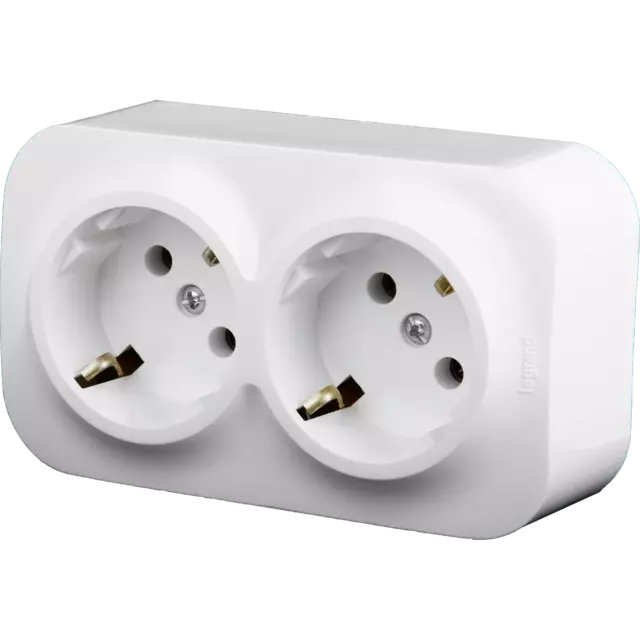 Розетка двойная накладная Legrand Quteo с заземлением, цвет белый — изображение 2