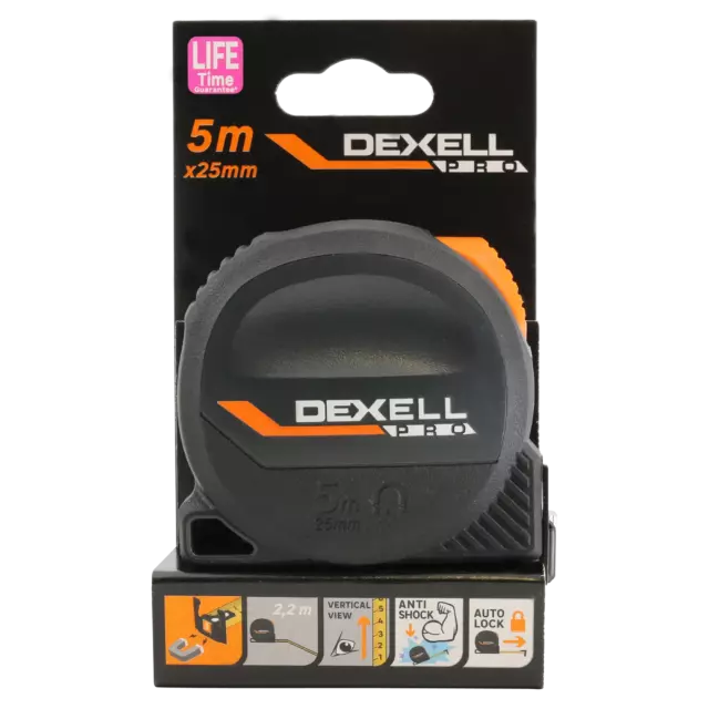 Рулетка Dexell к. Pro L2 5 м x 25 мм, магнитный наконечник, автоблокировка — изображение 9