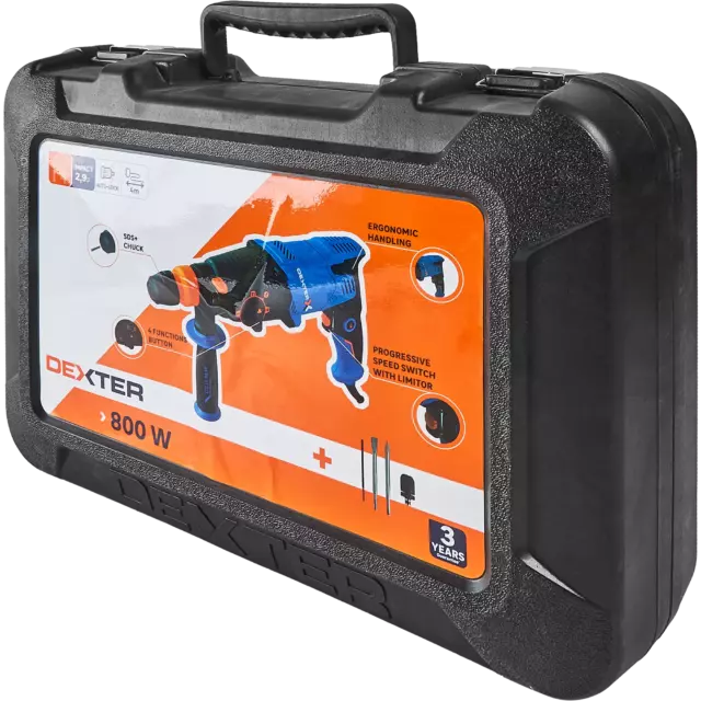 Перфоратор сетевой SDS-plus Dexter 5 800RH2-30.51, 800 Вт, 2.9 Дж — изображение 9
