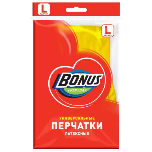 Перчатки латексные Бонус размер 9/L универсальные