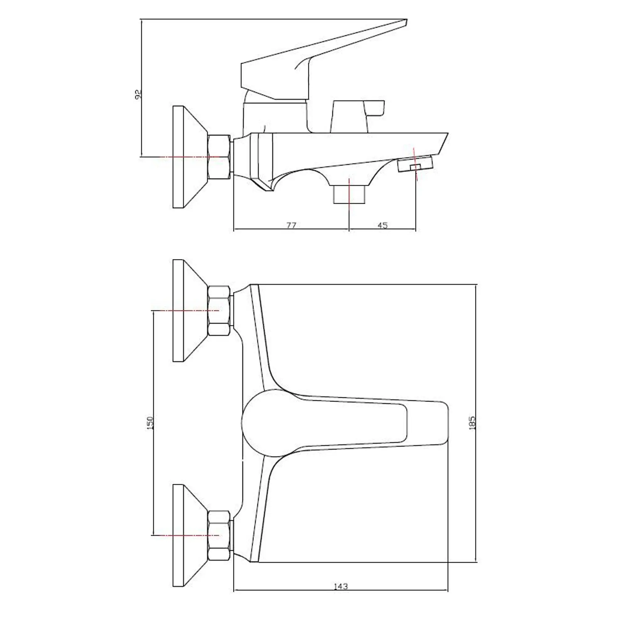 Смеситель для ванны Esko Marburg МВ54 однорычажный с душевой лейкой цвет хром — изображение 3