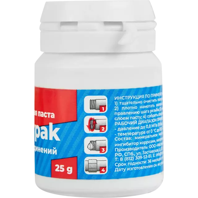 Паста уплотнительная Masterpak для воды 25 г со льном — изображение 2
