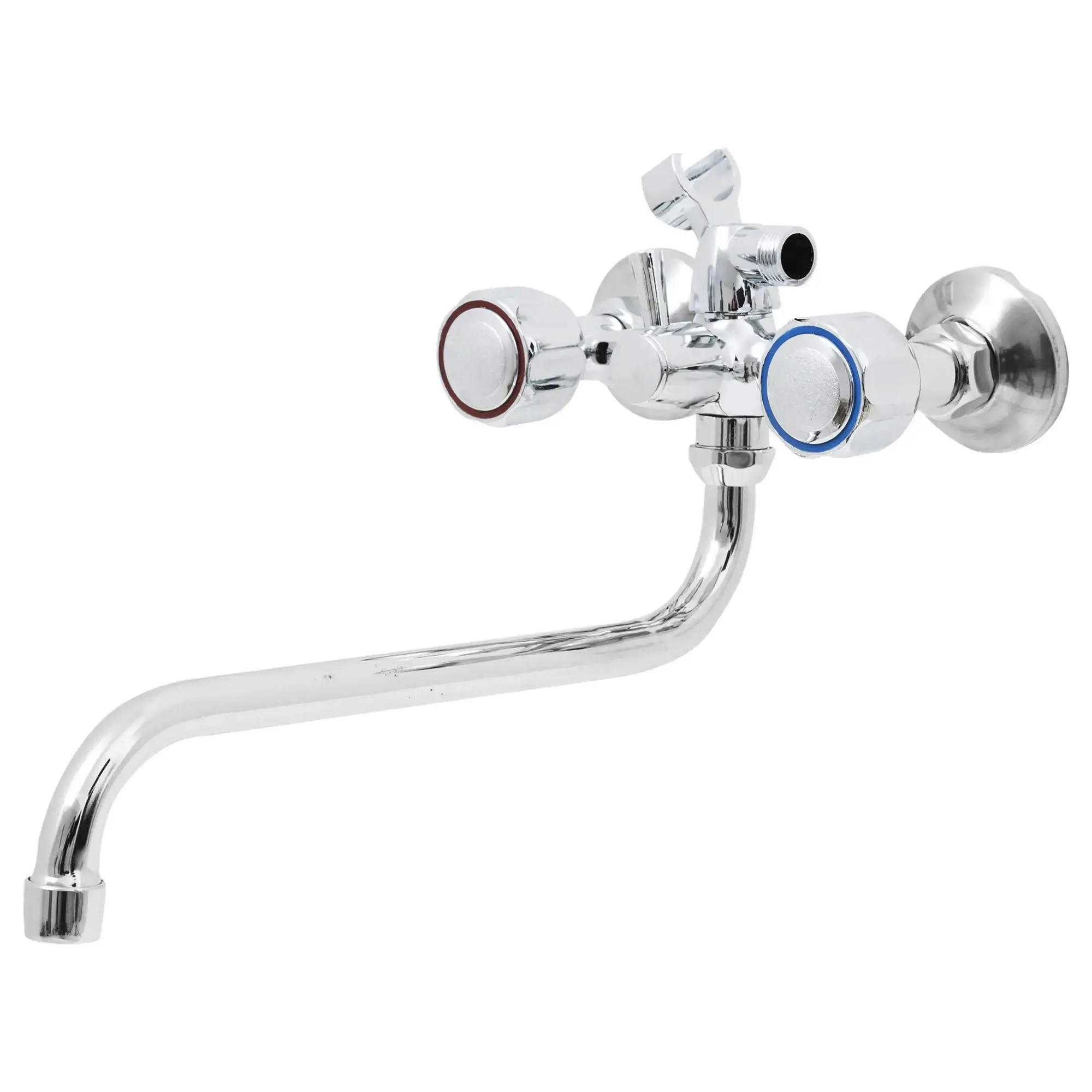 Смеситель для ванны Молот Лидия двухвентильный универсальный с лейкой и шлангом цвет хром — изображение 2