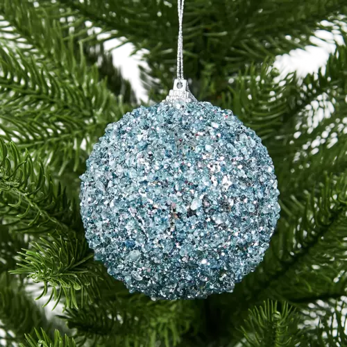 Елочное украшение Шар с голубыми блестками Christmas ø8 см цвет синий