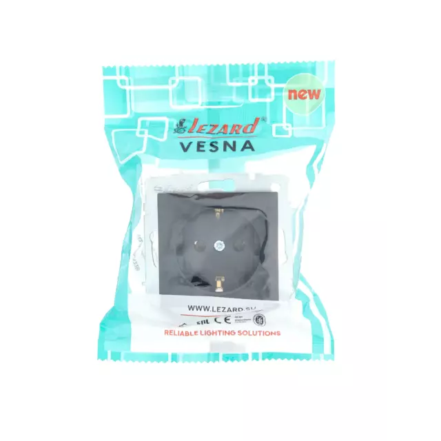 Розетка встраиваемая Lezard Vesna 742-4288-122B с заземлением цвет черный — изображение 6