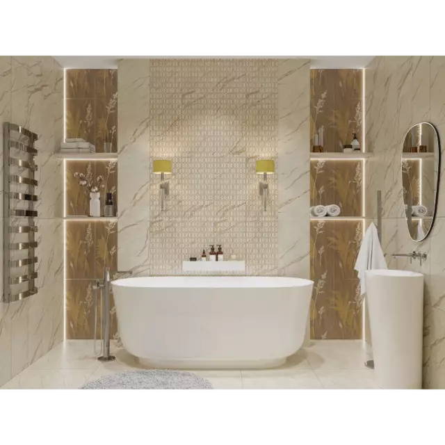 Плитка настенная Azori Forest Geometry 31.5x63 см 1.59 м² матовая цвет бежевый мрамор — изображение 7
